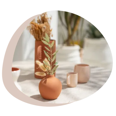 Image d'un pot en céramique terracotta avec une plante
